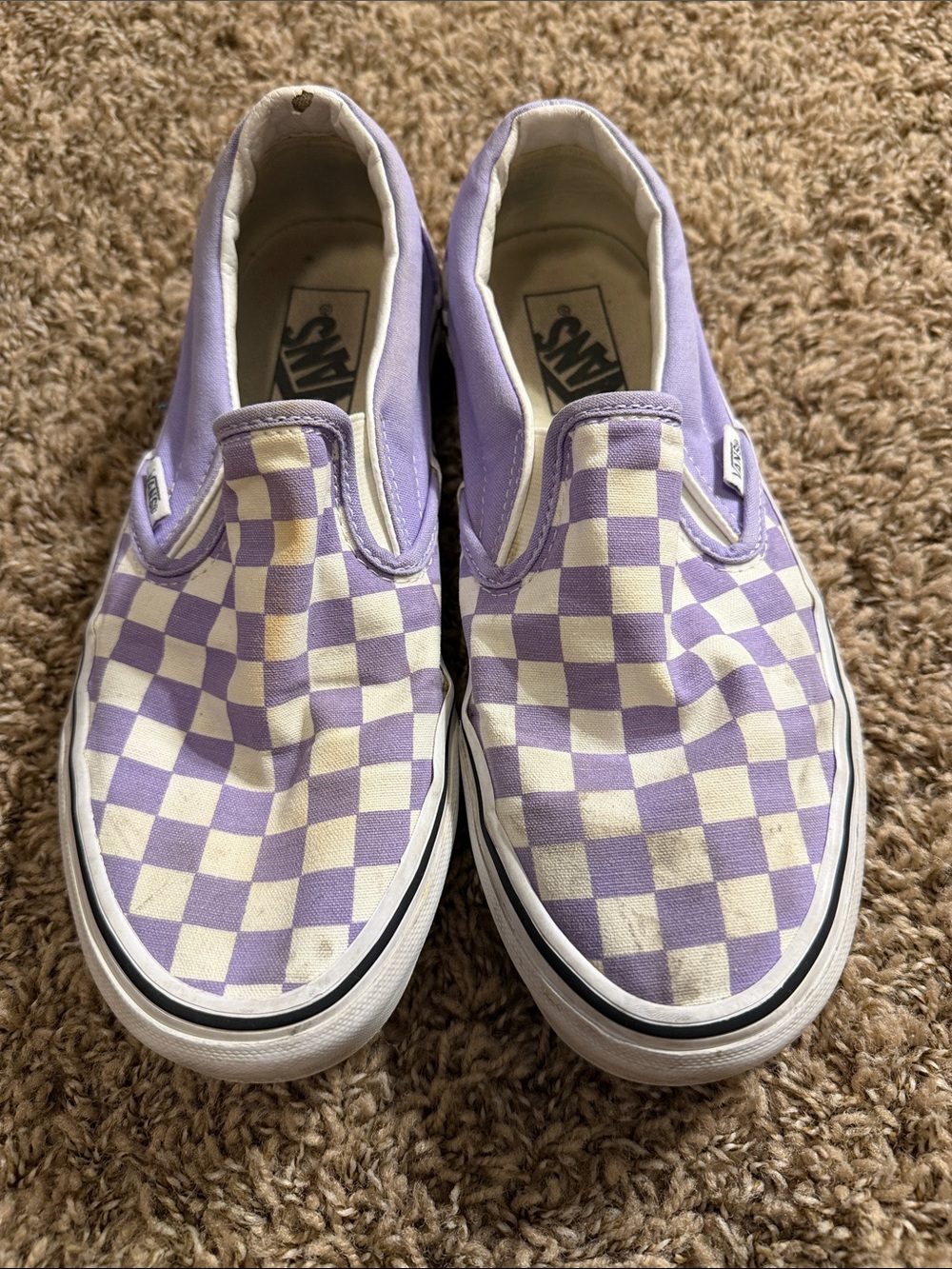Vans Lavender and Cream Checkerboard Classic Slip-On Sneakers